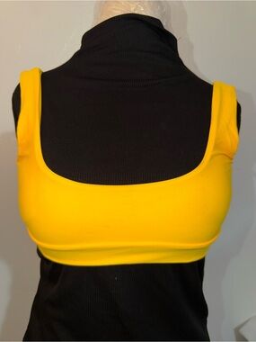 Women's Yellow Scoop-Back Crop Tank Top
